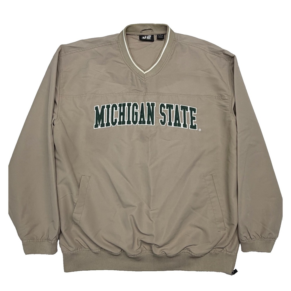 Michigan State Spartans Football Windbreaker XL Men's Jacket J2 Cream